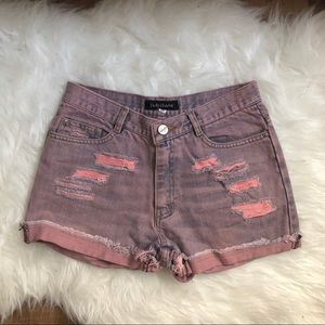 handmade 〜 vintage pink dyed jean shorts
